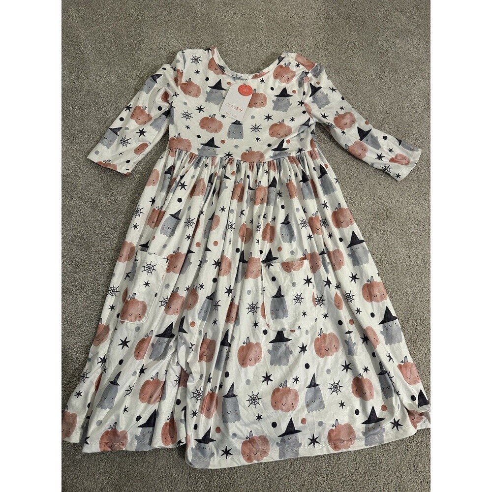NEW Mila and Rose Halloween 3/4 Sleeve Ghost Pumpkin Dress Girl 9/10 NWT Fall